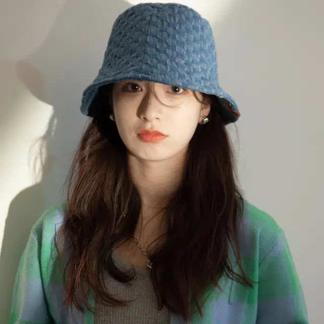 优幽兰 韩版显脸小宽帽檐高级感港风格子盆帽度假旅游街拍防紫外线遮阳 棉 渔夫帽 女款