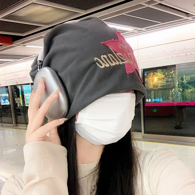 优幽兰 星星贴标显脸小防风防寒加厚保暖高级感 棉 绒线帽 女款