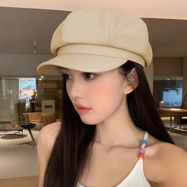 优幽兰 日系复古文艺画家帽韩版时尚百搭显脸小八角帽减龄气质休闲大头围报童帽英伦风 聚酯纤维 贝雷帽 女款