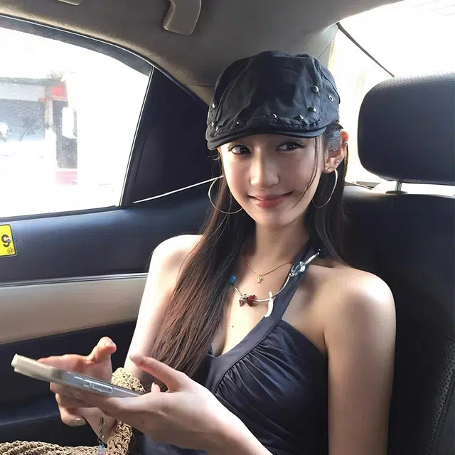 优幽兰 潮流复古朋克铆钉前进帽女夏薄款个性小众蓓蕾帽时尚百搭显脸小画家帽休闲遮阳报童帽子 聚酯纤维   贝雷帽 女款