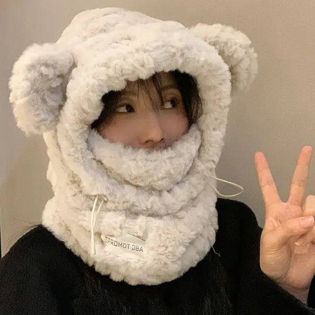 优幽兰 甜美可爱 韩版显脸小包头大头围设计感加厚防风防寒保暖护耳 聚酯纤维 绒线帽 女款