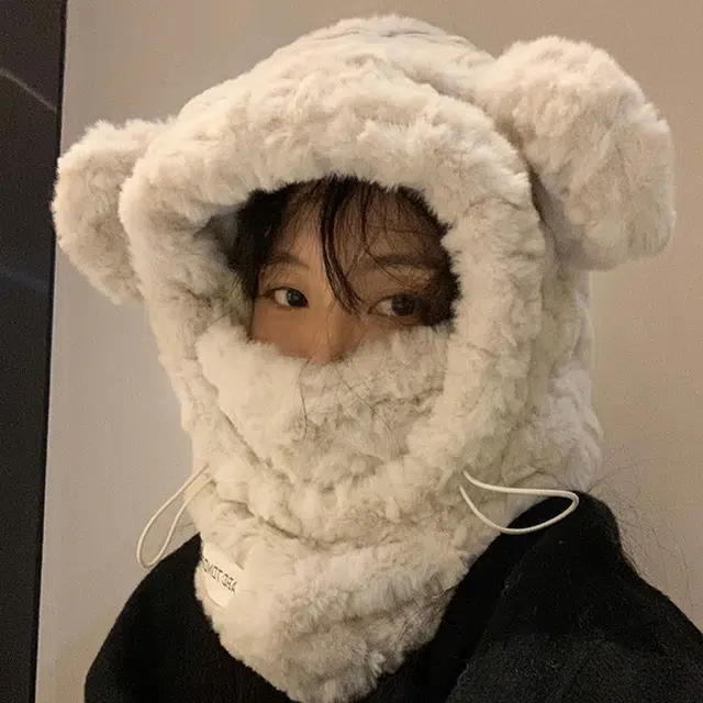 优幽兰 甜美可爱 韩版显脸小包头大头围设计感加厚防风防寒保暖护耳 聚酯纤维 绒线帽 女款