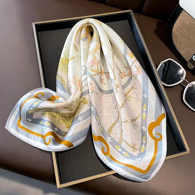 优幽兰 百搭小众设计感中国风真丝小方巾高级感轻奢风气质小领巾减龄优雅春秋夏护颈薄 丝巾 女款