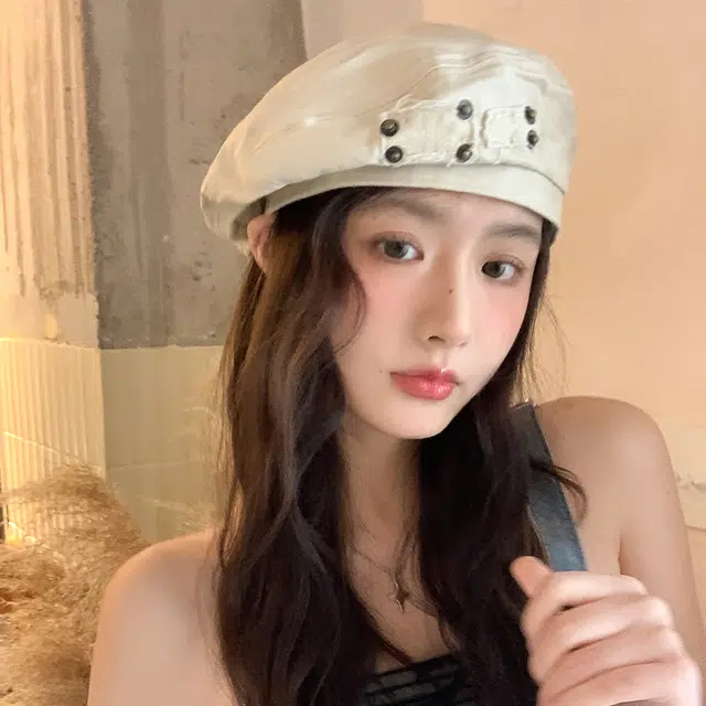 优幽兰 复古做旧水洗牛仔百搭大头围显脸小画家帽时尚潮流文艺风个性设计感帽子四季通用 棉 贝雷帽 女款