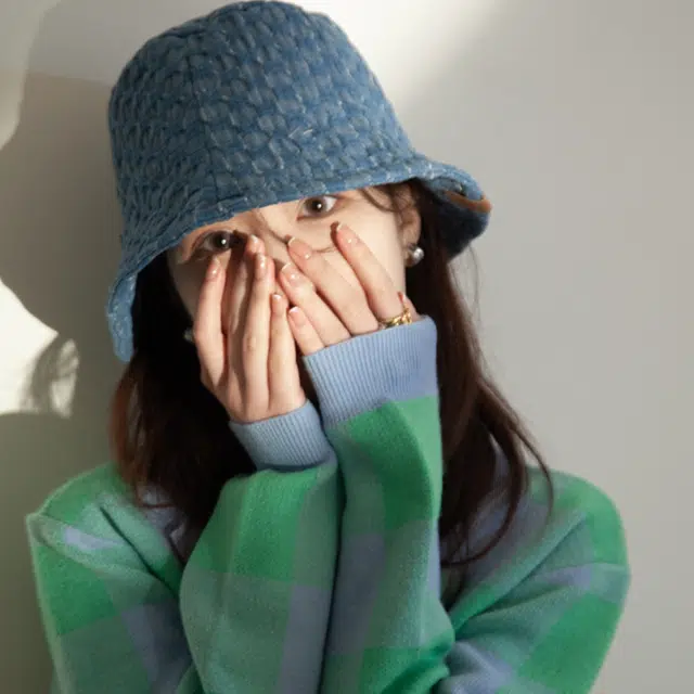 优幽兰 韩版显脸小宽帽檐高级感港风格子盆帽度假旅游街拍防紫外线遮阳 棉 渔夫帽 女款