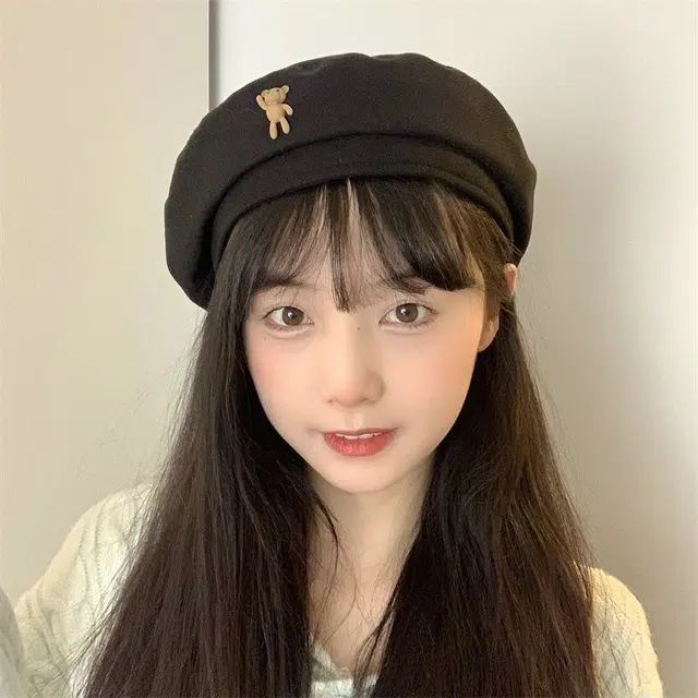 优幽兰 韩版显脸小 大头围防风防寒英伦风 保暖护耳韩系 贝雷帽 女款