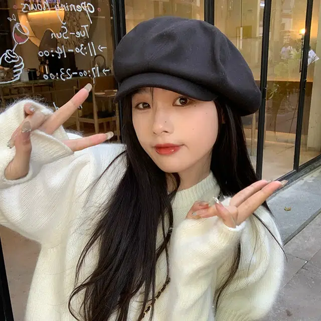 优幽兰 显脸小 防风防寒保暖 纯色 高级感小众 贝雷帽 女款