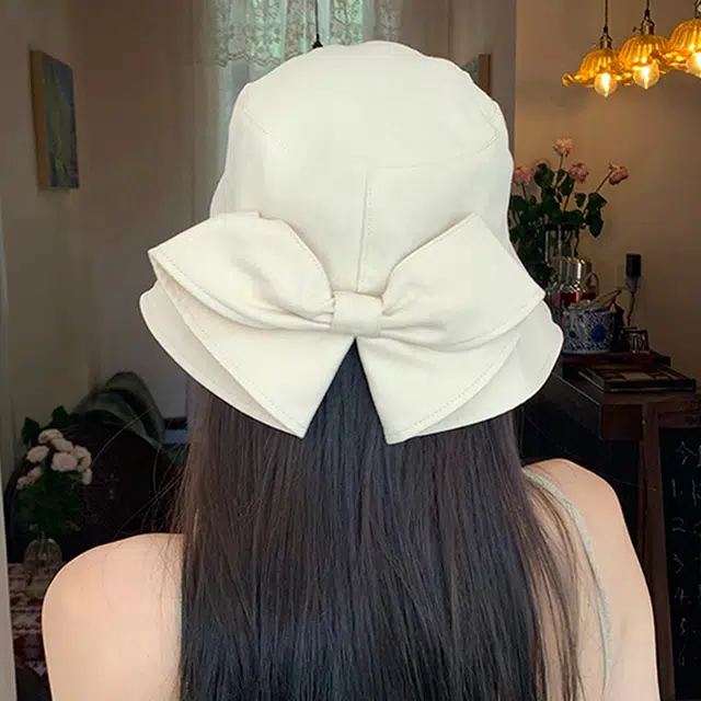 优幽兰 可爱大头围显脸小遮阳韩版蝴蝶结防紫外线气质高级感 聚酯纤维 渔夫帽 女款