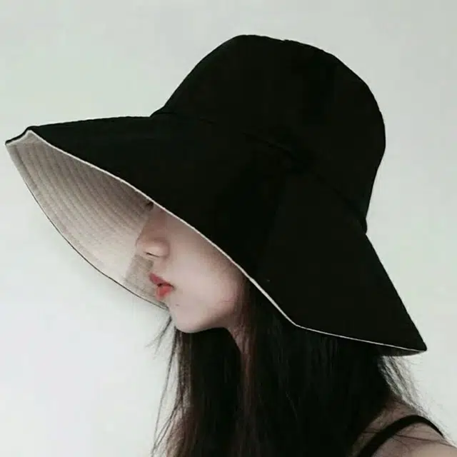优幽兰 韩版显脸小遮阳大帽檐实用 小众氛围感纯色大头围 渔夫帽 女款