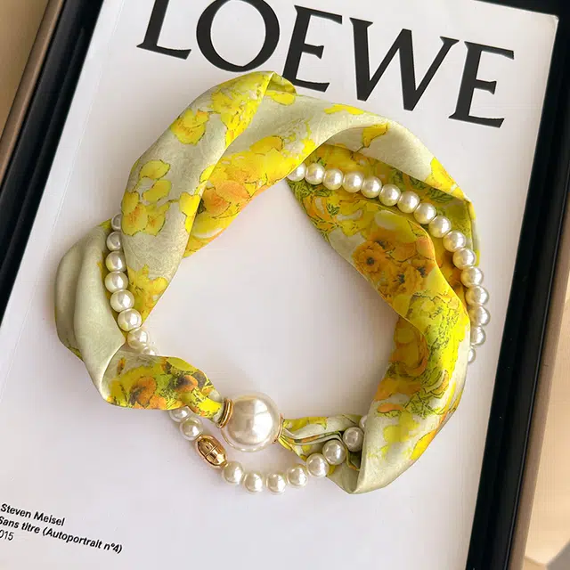 优幽兰 优雅气质轻奢风磁吸扣系脖领巾护颈围脖子搭配连衣裙衬衫职业装纱巾薄围巾 丝巾 女款