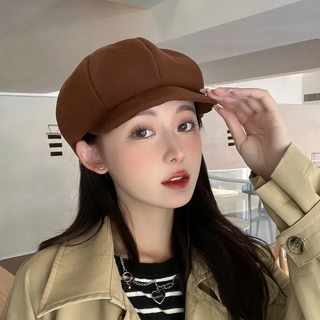 优幽兰 韩版显脸小 大头围 防风防寒 贝雷帽 女款