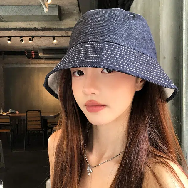 优幽兰 日系复古双面可戴牛仔防晒帽女简约高级感显脸小百搭水桶帽纯色休闲遮阳防紫外线盆帽潮 棉  渔夫帽 女款