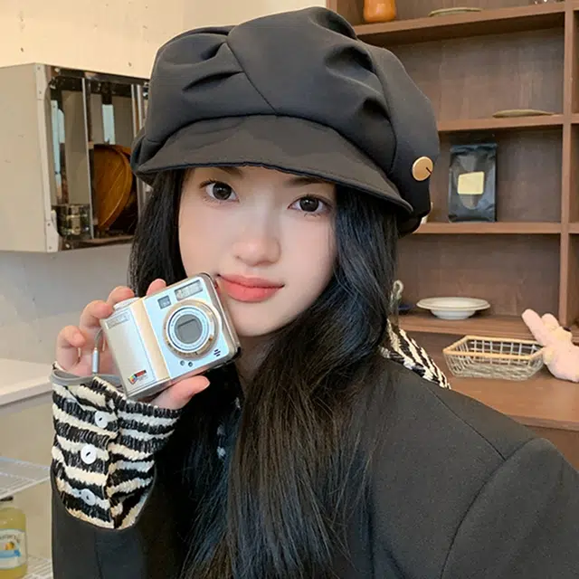 优幽兰 加厚大头围画家防风防寒保暖护耳高级感小众 贝雷帽 女款