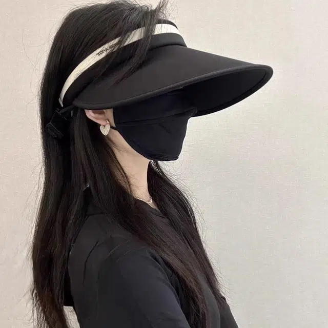 优幽兰 时尚潮流夏季大檐户外可折叠遮阳帽休闲百搭透气防紫外线空顶帽简约高级感通勤出现太阳帽子显脸小 锦纶 防晒帽 女款