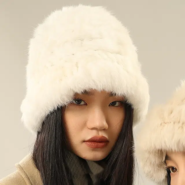 优幽兰 韩版显脸小 纯色防风防寒 加厚保暖高级感小众 兔毛混纺 渔夫帽 女款