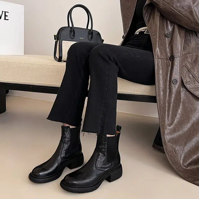 五九丹七 羊皮 厚底显瘦舒适百搭时尚经典简约款  切尔西靴 女