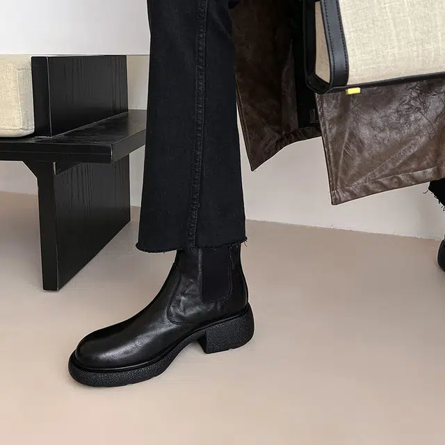 五九丹七 羊皮 厚底显瘦舒适百搭时尚经典简约款  切尔西靴 女