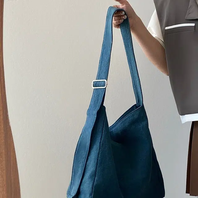 凡思曼 大容量休闲慵懒复古单肩托特包 织物 斜挎包 常规 女款 深蓝色