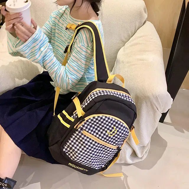 凡思曼 小众原创甜美小清新校园风格子多彩上课出游书包 尼龙 双肩包 女款 多色