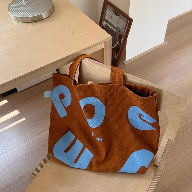 凡思曼 春季学院风撞色字母托特包大容量休闲时尚 织物 单肩包 常规 女款 橘黄色