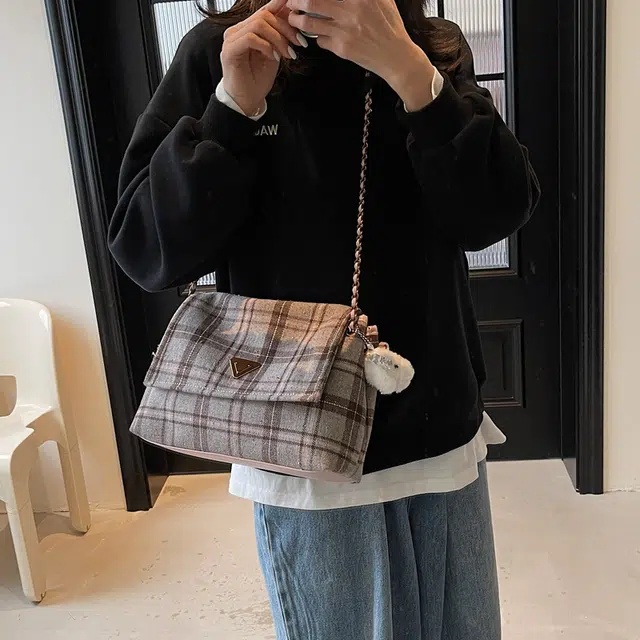 凡思曼 小众高级感甜美英伦风格子 布 单肩包 女款 多色