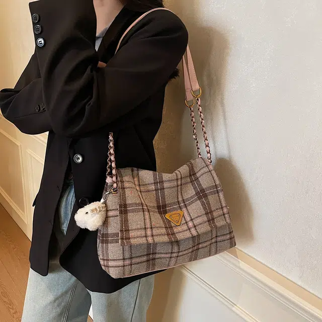 凡思曼 小众高级感甜美英伦风格子 布 单肩包 女款 多色