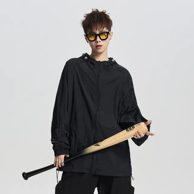 加菲猫家族 美式高街纯色基础款户外运动宽松简约时尚登山钓鱼休闲潮流百搭亲肤柔软舒适轻薄外套 防风防紫外线凉感透气速干防晒服 男女同款