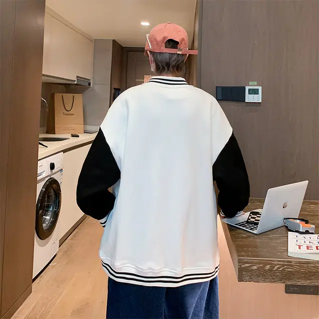 加菲猫家族 美式高街复古纯色时尚潮流痞帅休闲简约舒适通勤宽松重磅百搭长袖棒球领夹克外套 男女同款