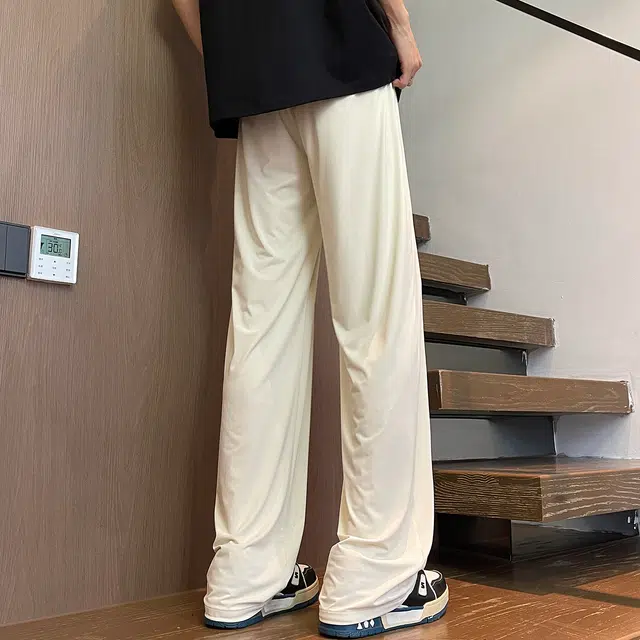 加菲猫家族 美式简约舒适基础款宽松轻薄透气直筒垂感显高日常通勤运动高街百搭系带调节中腰休闲裤 男女同款