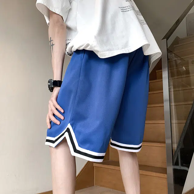 加菲猫家族 美式高街复古拼接撞色字母印花健身篮球跑步户外宽松百搭慵懒宽松五分系带休闲短裤 男女同款