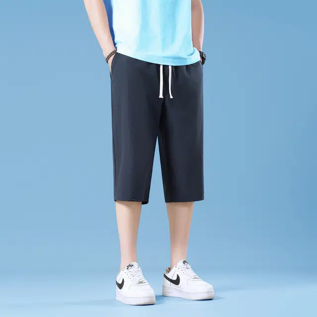 加菲猫家族 美式纯色基础款垂感冰丝凉感多巴胺户外运动百搭速干透气弹力宽松直筒五分休闲短裤 男女同款