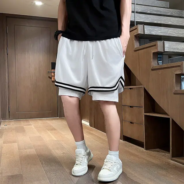 加菲猫家族 经典美式高街复古条纹设计潮流运动休闲宽松时尚百搭基础款系带亲肤柔软透气舒适速干五分篮球裤 男女同款