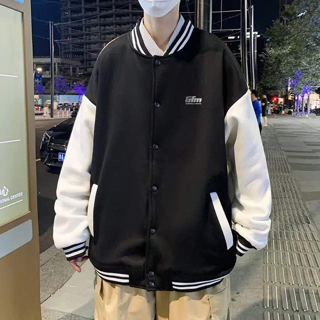 加菲猫家族  美式复古拼接撞色校园学院风高街嘻哈开衫加厚防寒保暖挡风开衫夹克外套少年感棒球服 男女同款