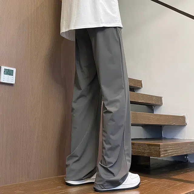 加菲猫家族 美式简约舒适基础款宽松轻薄透气直筒垂感显高日常通勤运动高街百搭系带调节中腰休闲裤 男女同款