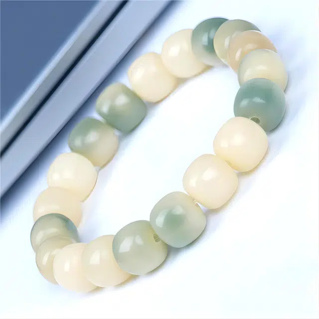梵澜 新中式国风佛珠转运念珠 小青柠清新甜美盘玩手饰 精致百搭文玩手把件 菩提根 手串 男女同款情侣款 礼盒装
