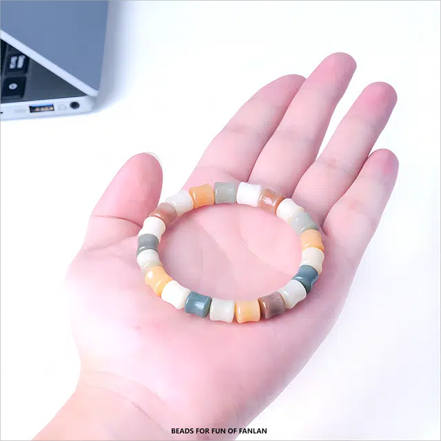 梵澜 竹节多宝步步高升文玩 小清新甜美盘玩手把件 时尚百搭手饰 菩提根 菩提类手串 女款 礼盒