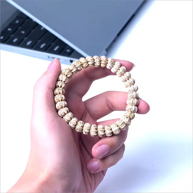 梵澜 海南原生态佛珠盘玩手把件 高密精雕莲花文玩  国风转运念珠单圈手饰 星月菩提 菩提类手串 男女同款情侣款 礼盒