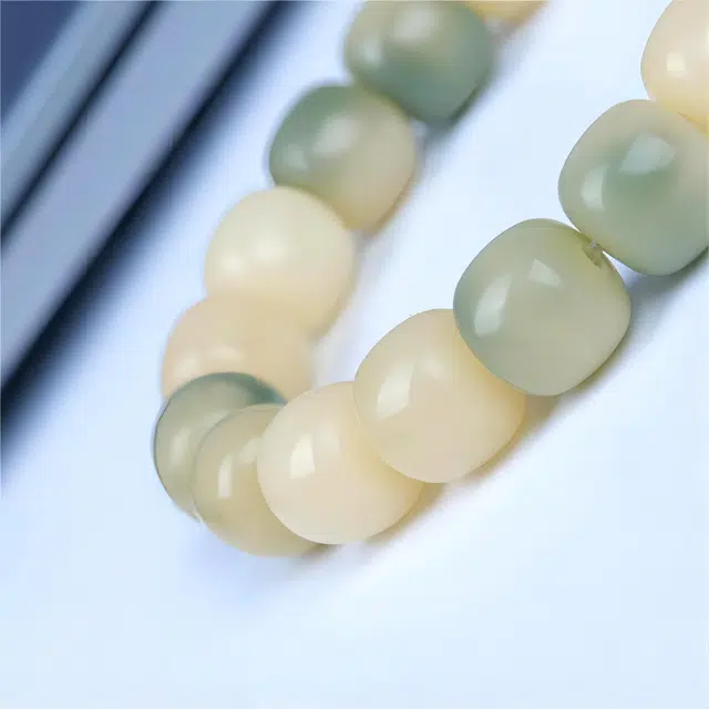 梵澜 新中式国风佛珠转运念珠 小青柠清新甜美盘玩手饰 精致百搭文玩手把件 菩提根 手串 男女同款情侣款 礼盒装