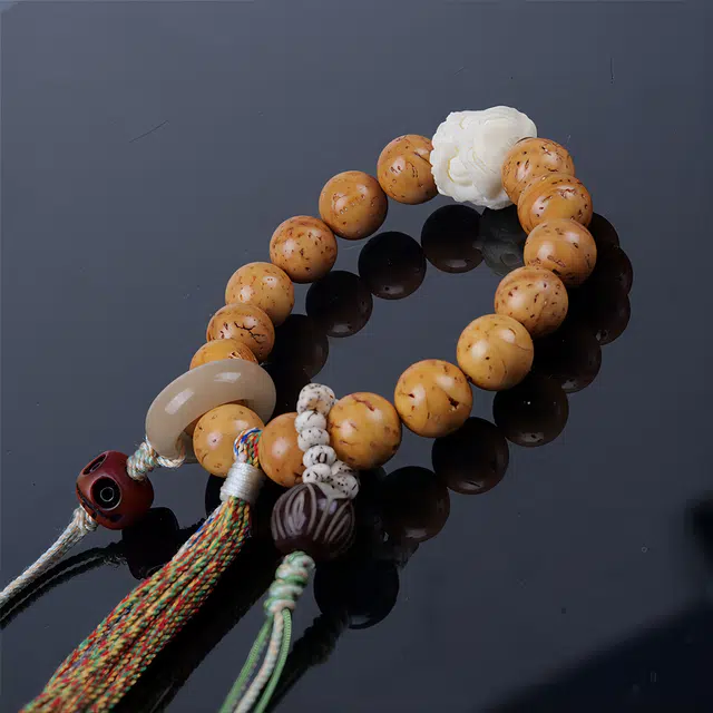 梵澜 国潮复古莲花文玩 国风转运珠流苏设计盘玩手把件 时尚百搭手饰 其他菩提类 手串 男女同款情侣款 礼盒