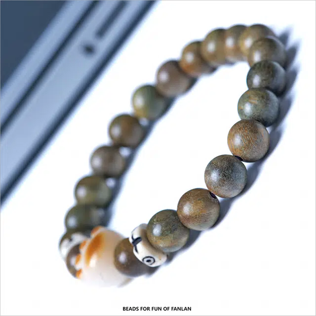 梵澜 佛珠菩提根猫爪文玩 国风转运盘玩手把件 简约百搭手饰  木质 木作手串 男女同款情侣款 绿檀 礼盒