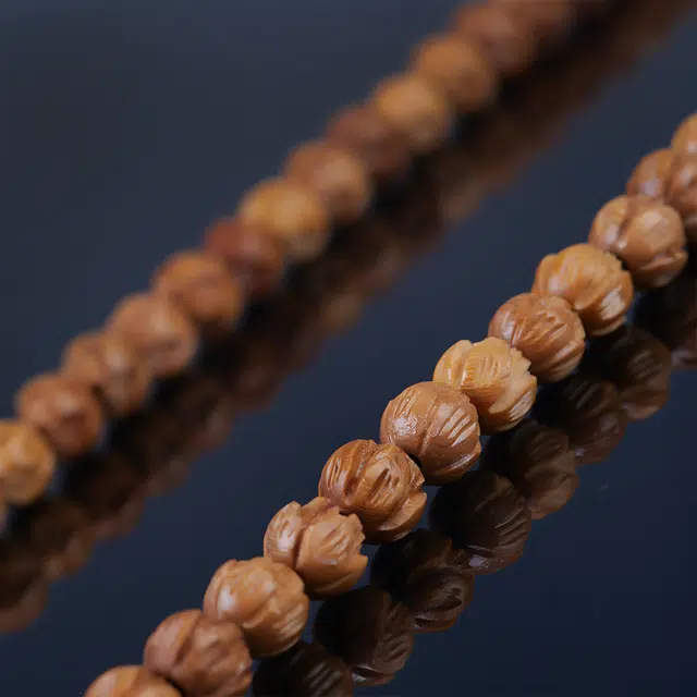 梵澜 雕刻莲花设计手持 佛珠转运念珠盘玩手把件 中国风 时尚百搭手饰 桃木 手串 男女同款情侣款 其他木作 礼盒