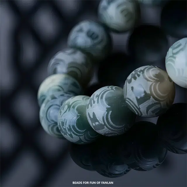 梵澜 六字真言佛珠 中国风转运念珠 高油高密盘玩手把件 简约百搭手饰 菩提根 菩提类手串 男女同款情侣款