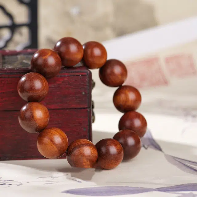 梵澜 印尼透光帝王血龙木文玩 全透高油盘玩手把件 简约百搭手饰 木质 木作手串 男女同款情侣款 其他木作