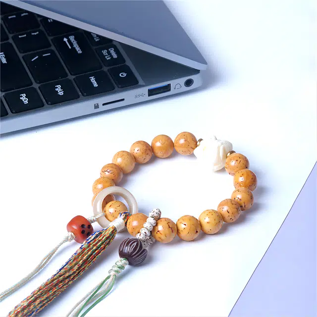 梵澜 国潮复古莲花文玩 国风转运珠流苏设计盘玩手把件 时尚百搭手饰 其他菩提类 手串 男女同款情侣款 礼盒