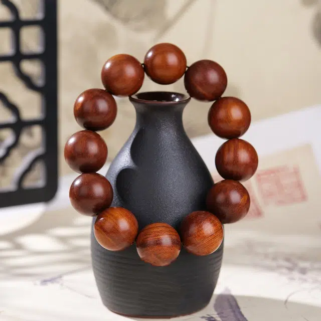 梵澜 印尼透光帝王血龙木文玩 全透高油盘玩手把件 简约百搭手饰 木质 木作手串 男女同款情侣款 其他木作