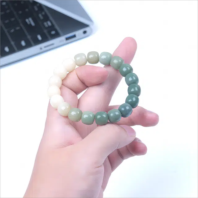 梵澜 手持念珠单圈盘玩串珠 只此青绿时尚百搭手饰 复古中式文玩手把件 菩提根 菩提类手串 男女同款情侣款 礼盒装