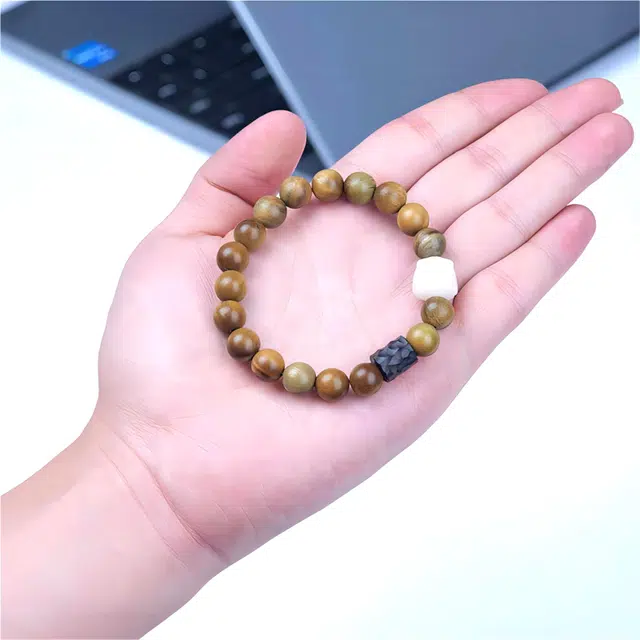 梵澜 新中式国潮佛珠文玩手把件 招财醒狮念珠手持转运珠盘玩手饰 学院风轻奢纪念礼首选 木作 手串 男女同款情侣款 绿檀 礼盒