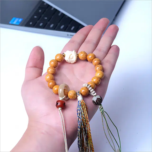 梵澜 国潮复古莲花文玩 国风转运珠流苏设计盘玩手把件 时尚百搭手饰 其他菩提类 手串 男女同款情侣款 礼盒