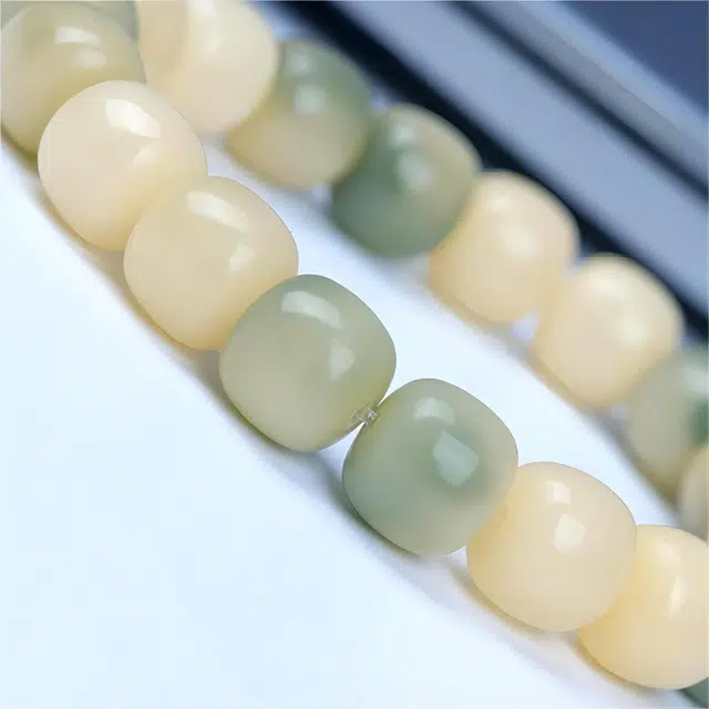 梵澜 新中式国风佛珠转运念珠 小青柠清新甜美盘玩手饰 精致百搭文玩手把件 菩提根 手串 男女同款情侣款 礼盒装