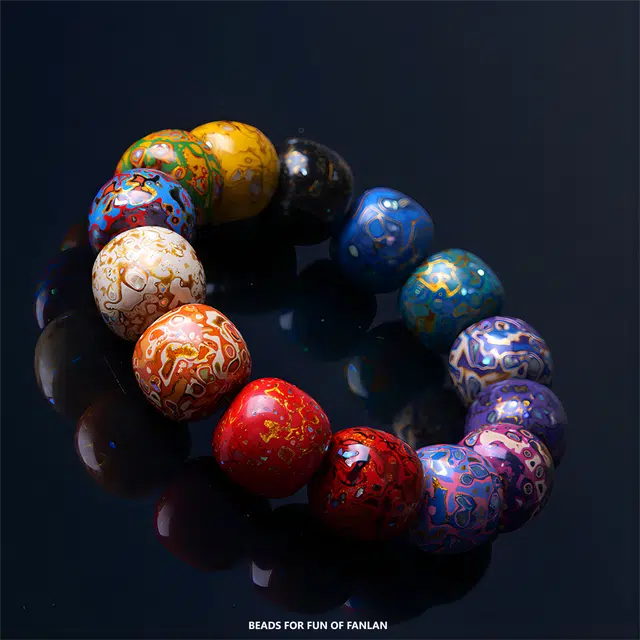 梵澜 老型珠多宝珠佛珠 多彩桶珠文玩手把件 时尚百搭手饰 漆器 木作手串 男女同款情侣款 大漆 礼盒